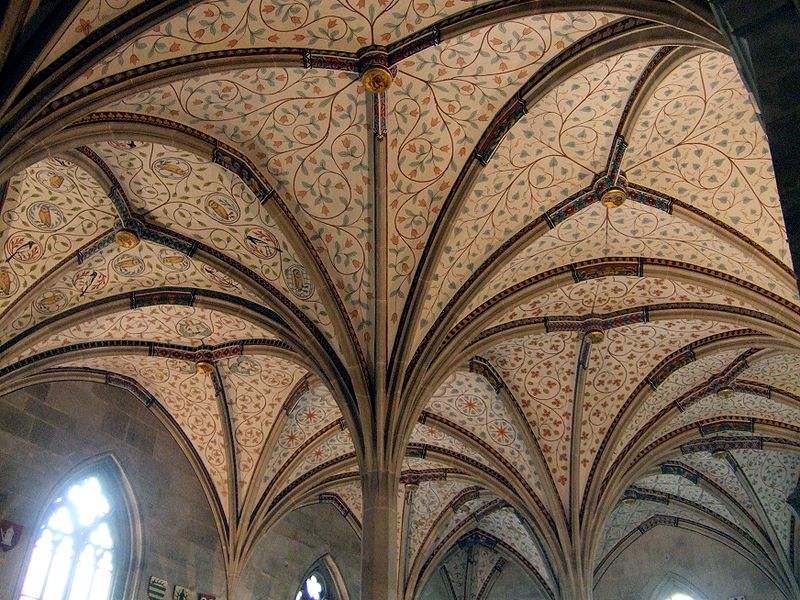 Closer view of the ceiling at the Summer refectory at Bebenhausen Abbey. Photo by LepoRello.