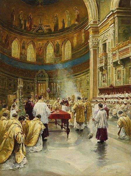Painting of a Mass at St. John Lateran in Rome. 