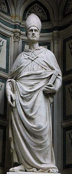 St Eligius. Statue commissioned by Maneschalchi (guild of farriers). Orsanmichele, Florence.