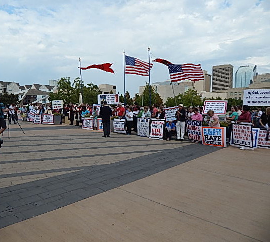 Protestors from around the US came to protest the Satanic Black Mass in Oklahoma City, OK 2014.