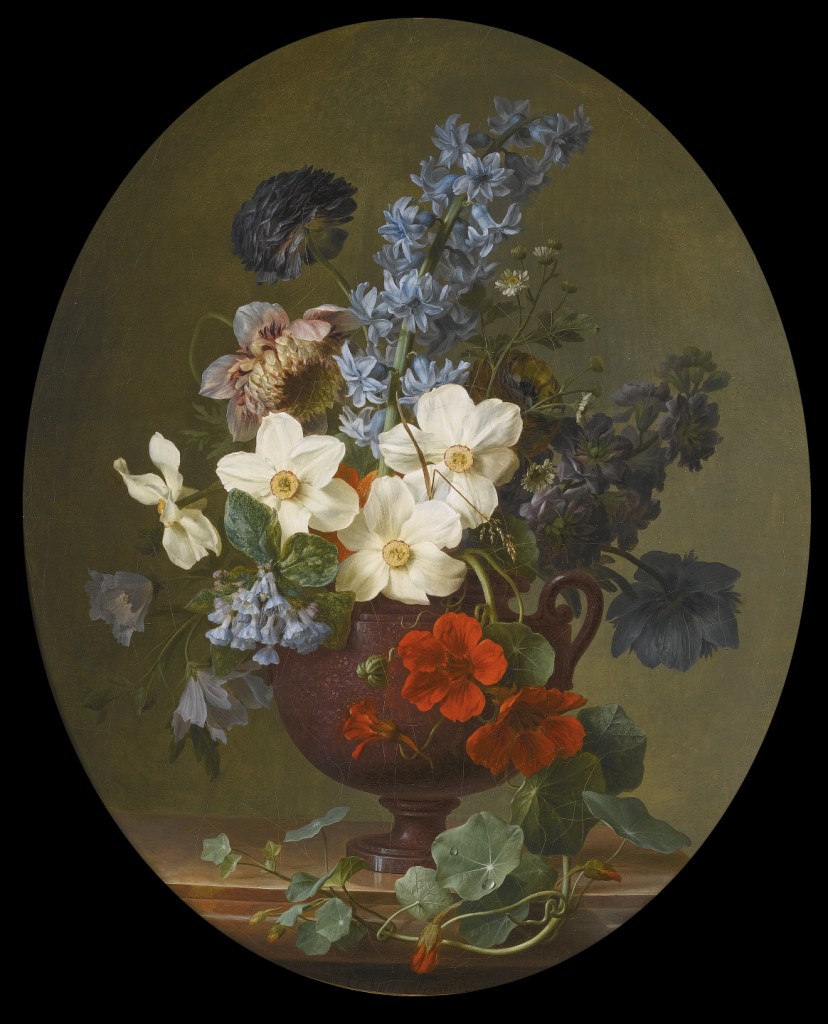 Gerard van Spaendonck Still Life of Roses, Hyacinth, Wallflower and Other Flowers In a Lapis