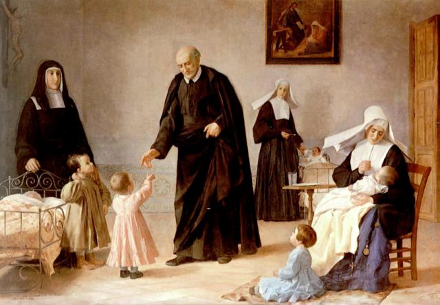 St. Vincent de Paul and St. Louise de Marillac and children