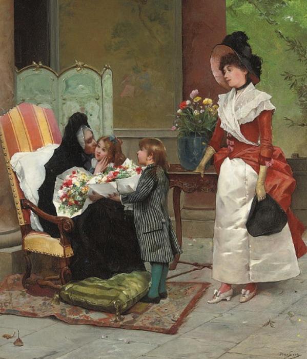 The family visit by Emile Auguste Pinchart.