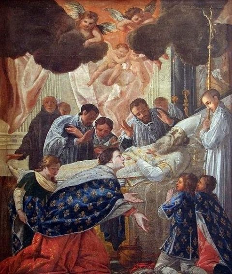 Queen Saint Balthild of Ascania at the deathbed of St. Eligius.