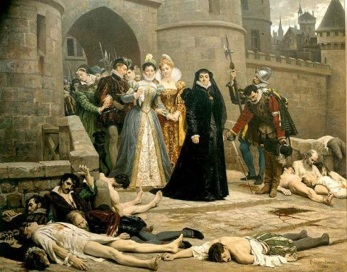 Catherine de Medici gazing at the aftermath of St. Bartholomew's Day.