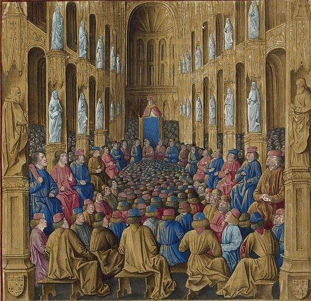 Pope Urban II preaching at the Council of Clermont