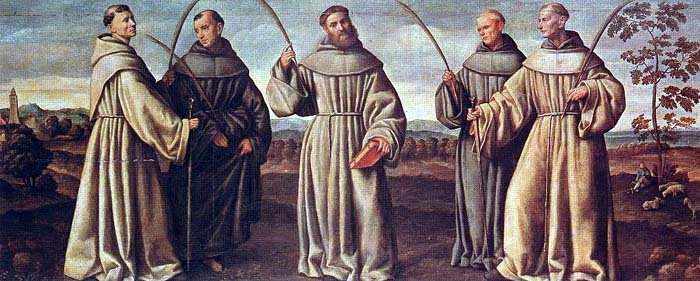 The Martyrs of Marrakesch, Franciscan friars. St. Berard of Carbio, O.F.M. and his companions, Peter, Otho, Accursius, and Adjutus.