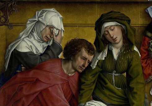 Descent from the Cross - Detail Mary of Clopas, Saint John the Evangelist and Mary Salome, painted by Rogier van der Weyden.