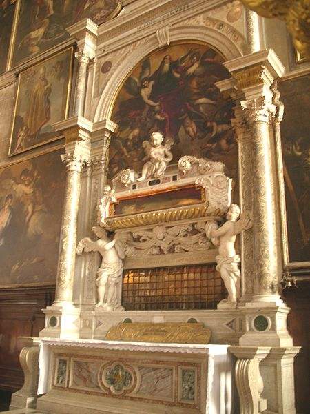 Double reliquary with the tomb of St. Zechariah, father of John the Baptist and Saint Athanasius in the Church of San Zaccaria Venice. 