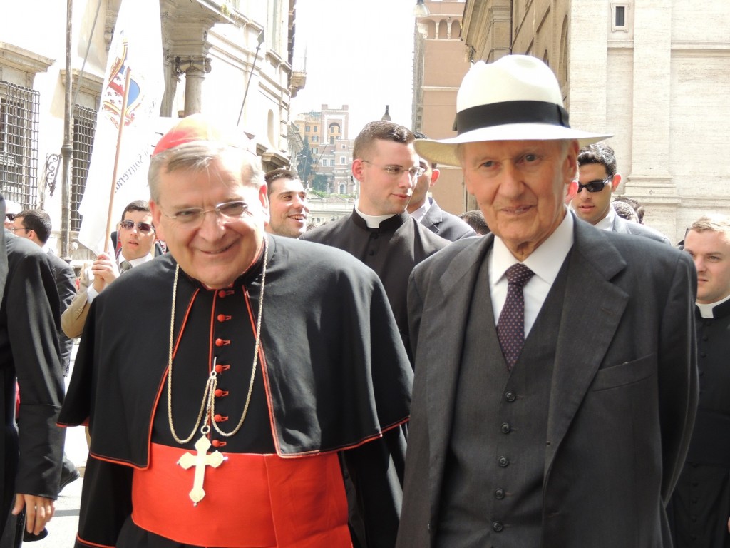 With Raymond Cardinal Burke at a March for Life in Rome 
