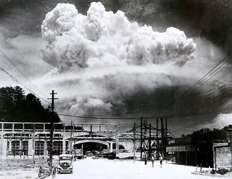Atomic cloud over Nagasaki from Koyagi-jima on August 9, 1945.