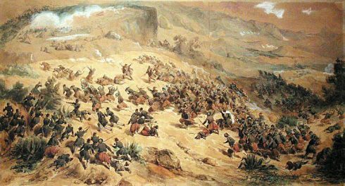 Battle at Mouzaïa in 1840. May 12, 1840 by the Zouaves and infantrymen of Vincennes under the command of Colonel de La Moriciere.