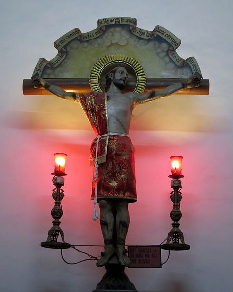Statue of St. Dismas, the Good Thief, in the Basílica de Nuestra Señora de Zapopan (Jalisco, Mexico). Photo taken by Nheyob.