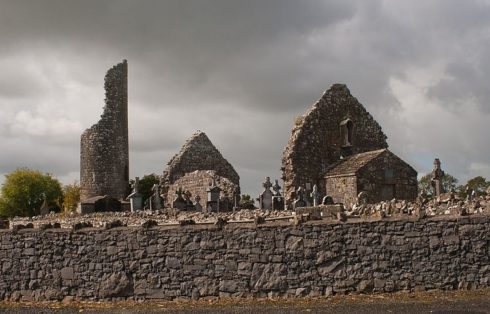 Kilbennan Monastery (also called Kilbenan or Kilbannon), County Galway, Ireland, was founded by St. Benignus. Photo by Andreas F. Borchert.