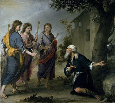 Abraham Receiving the Three Angels. Painting by Bartolomé Esteban Murillo