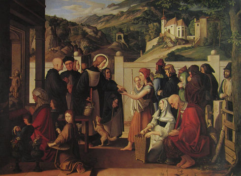 St. Roch distributing alms, painting by Julius Schnorr von Carolsfeld.