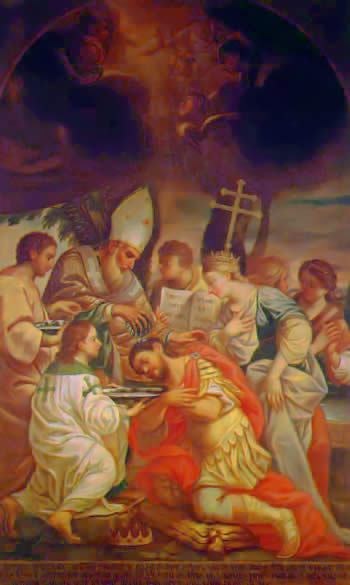Baptism of Tiridates III of Armenia by Saint Gregory the Illuminator.