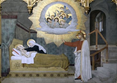 Fresco of The Death of St. Joseph by Modesto Faustini in the Spanish chapel at the Holy House of Loreto Church and Shrine, Italy.