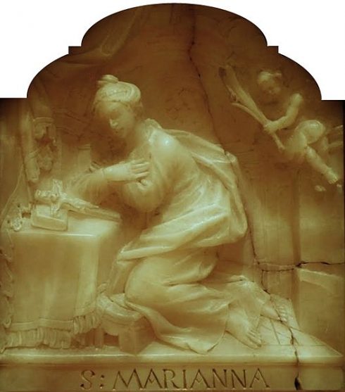 An alabaster plaque of St. Mariana de Jesús de Paredes at the National Museum in Warsaw.