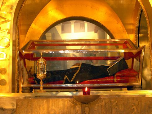 Saint Rita's incorrupt body at her tomb at Cascia.