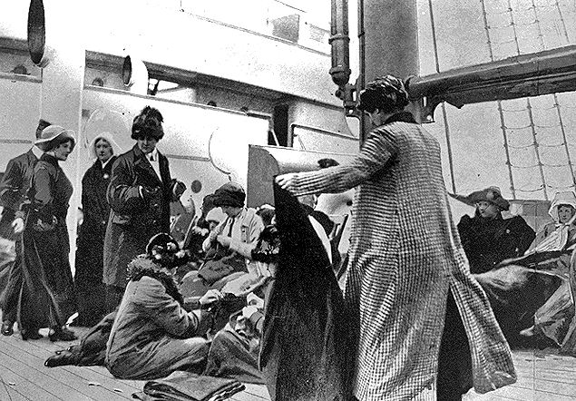 Titanic survivors aboard the rescue ship RMS Carpathia.