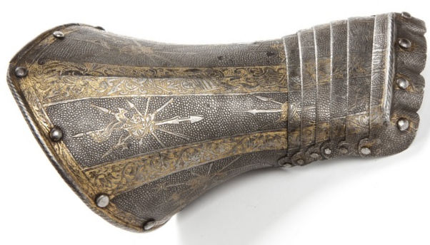 A knight's glove, also called a gauntlet.