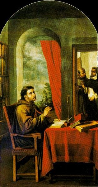 St. Bonaventure is visited by St. Thomas Aquinas. Painting by Francisco de Zurbarán