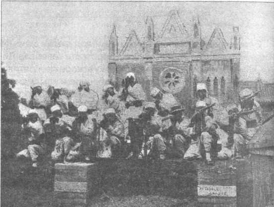 Catholic defenders in front of the Beitang Cathedral in Beijing. August, 1900, after 2-months siege.